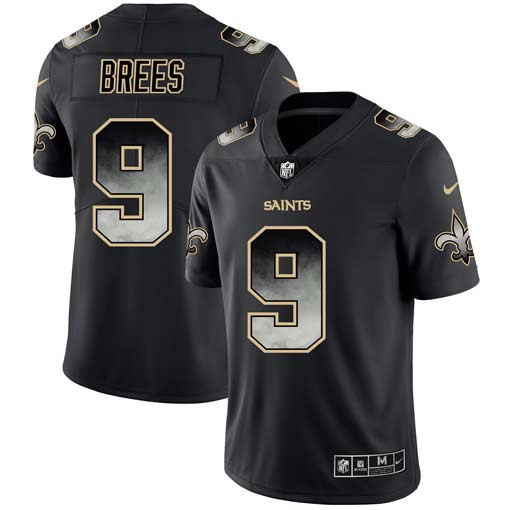 Men's New Orleans Saints #9 Drew Brees Black 2019 Smoke Fashion Limited Stitched NFL Jersey